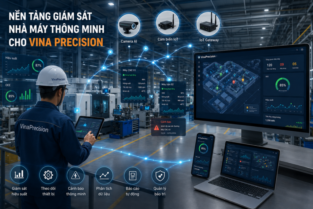 Nền tảng giám sát nhà máy thông minh cho VinaPrecision