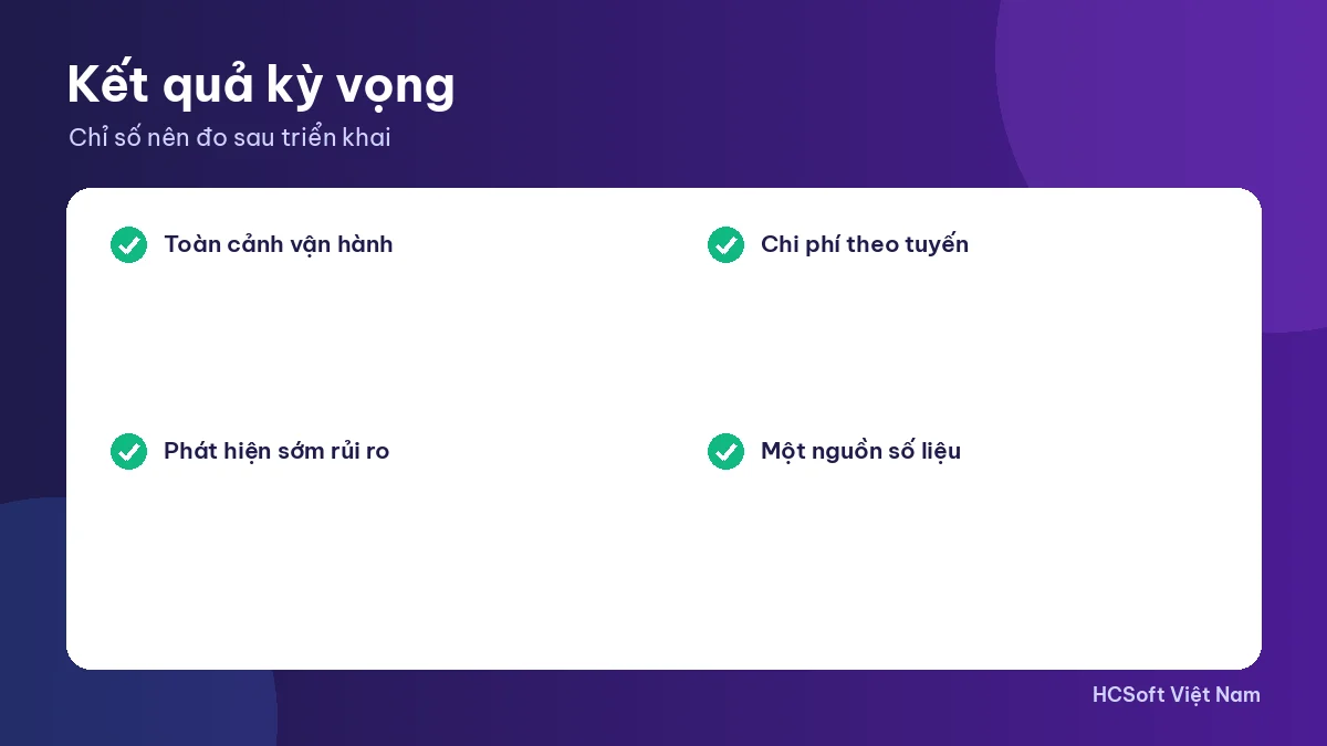 Kết quả kỳ vọng khi triển khai dashboard logistics