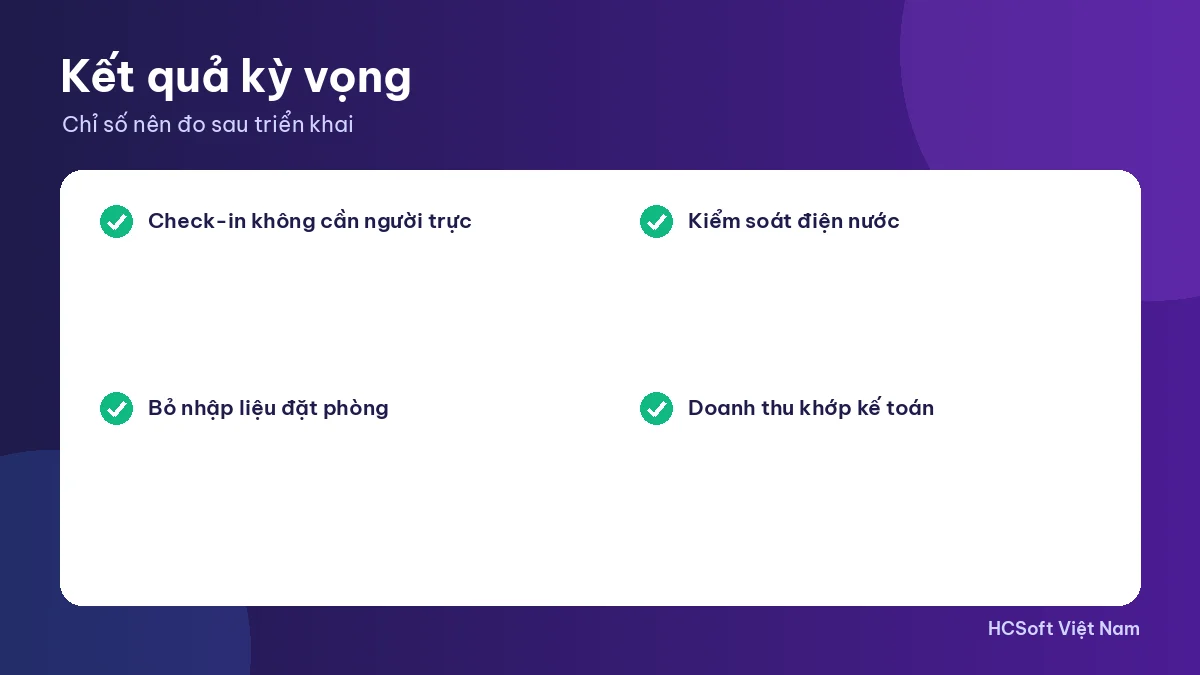 Kết quả kỳ vọng khi triển khai vận hành homestay tự động