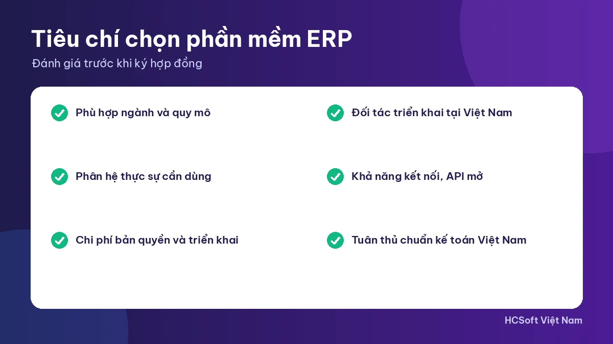 Tiêu chí chọn phần mềm ERP