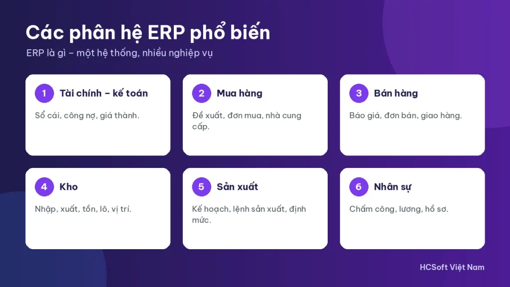 Các phân hệ chính – ERP là gì